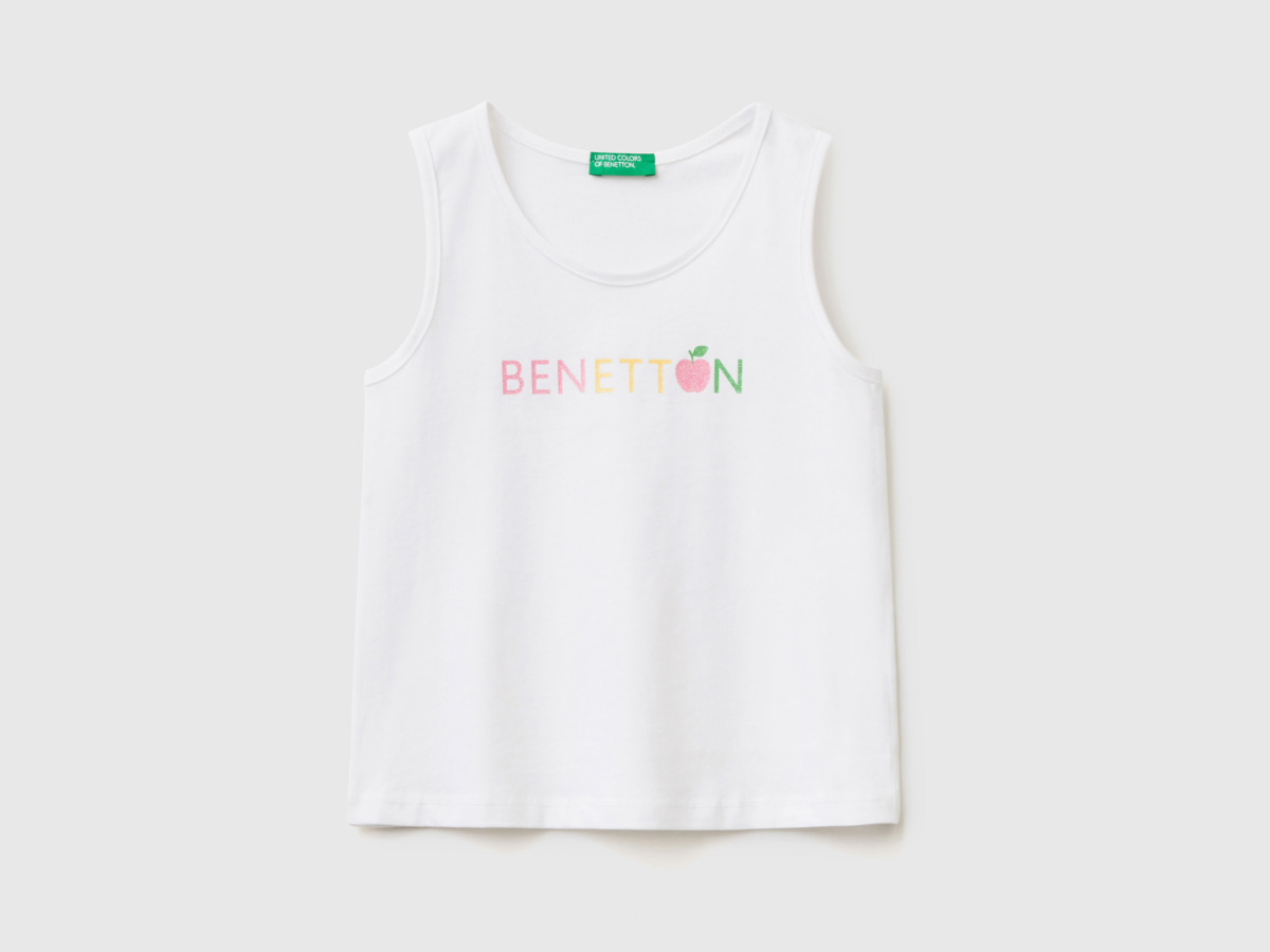 Benetton United Colors Of Top Made Of Organic With Logo White Female Womens TOPS GOOFASH