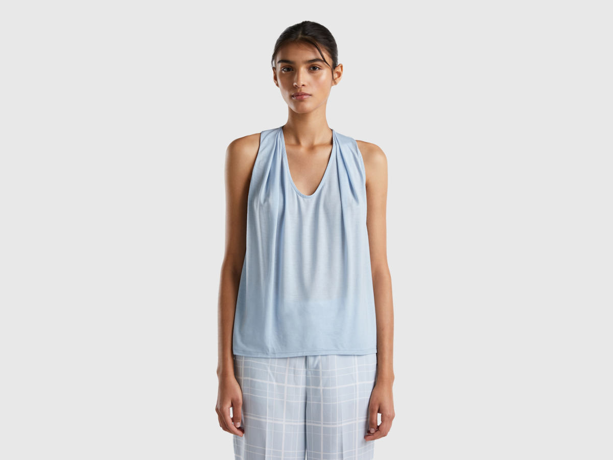 Benetton United Colors Of Top Of Sustainable Pale Blue Female Womens TOPS GOOFASH
