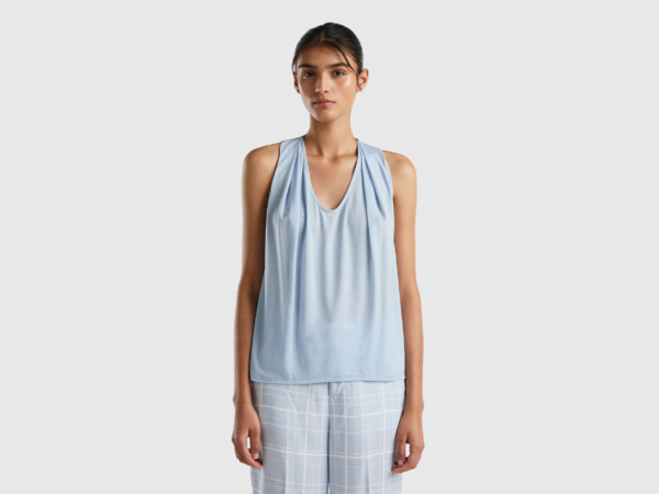 Benetton United Colors Of Top Of Sustainable Pale Blue Female Womens TOPS GOOFASH