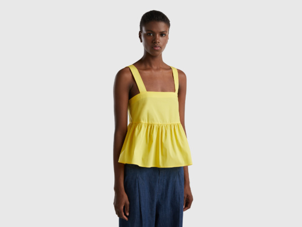 Benetton United Colors Of Top With Adjustable Carriers Yellow Female Womens TOPS GOOFASH
