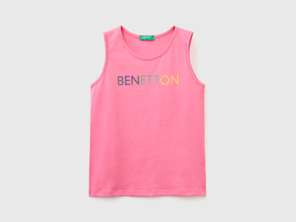 Benetton United Colors Of Top With Glittering Logoprint Pink Female Womens TOPS GOOFASH