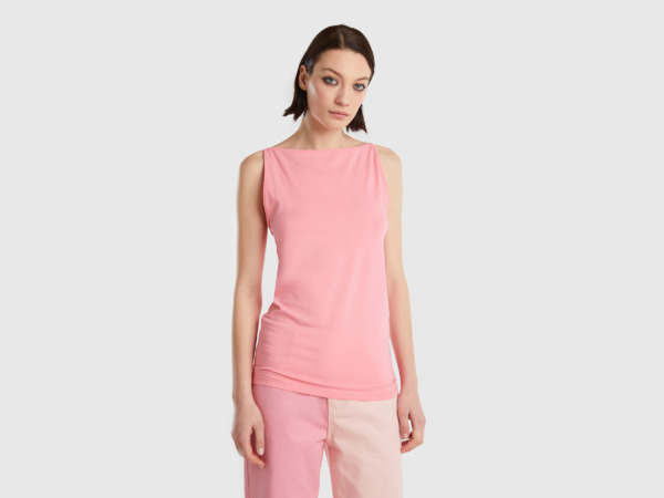 Benetton United Colors Of Top With Narrow Carriers At The Back Pink Female Womens TOPS GOOFASH