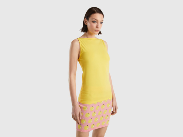 Benetton United Colors Of Top With Narrow Carriers In The Back Yellow Female Womens TOPS GOOFASH