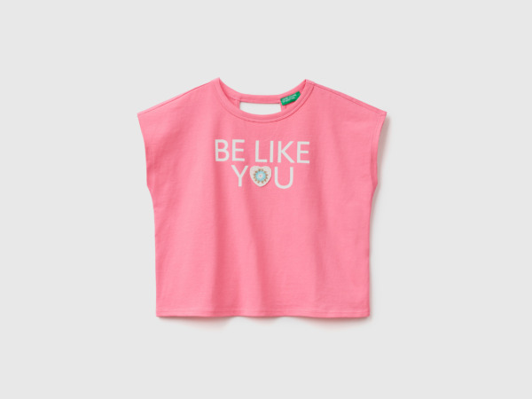 Benetton United Colors Of Top With Print And Patch Pink Female Womens TOPS GOOFASH