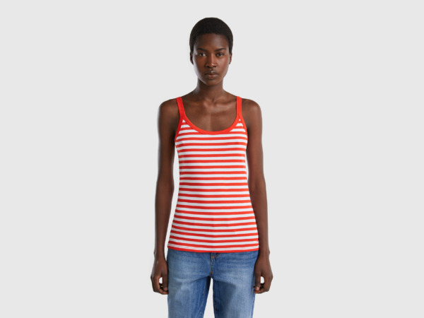 Benetton United Colors Of Top With Stripes Red Female Womens TOPS GOOFASH