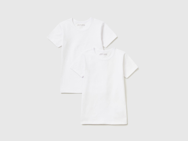 Benetton United Colors Of Two T-Shirts With White Made Of Stretchy Organic White Male Mens T-SHIRTS GOOFASH