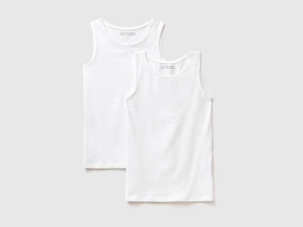 Benetton United Colors Of Two Tops Made Of Superstretched Organic White Female Womens TOPS GOOFASH