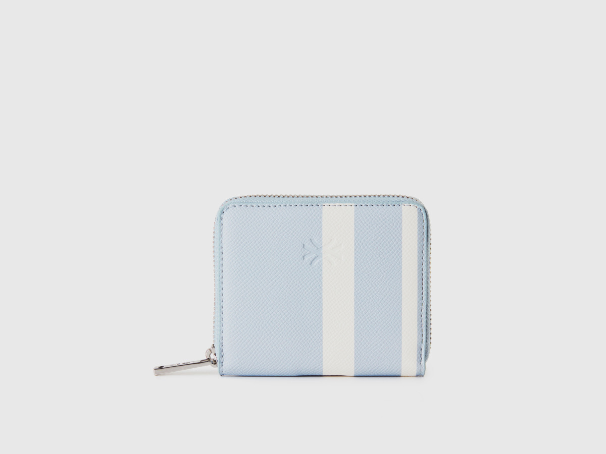 Benetton United Colors Of Wallet In Sky Blue With Strip Pattern Os Pale Blue Female Womens WALLETS GOOFASH