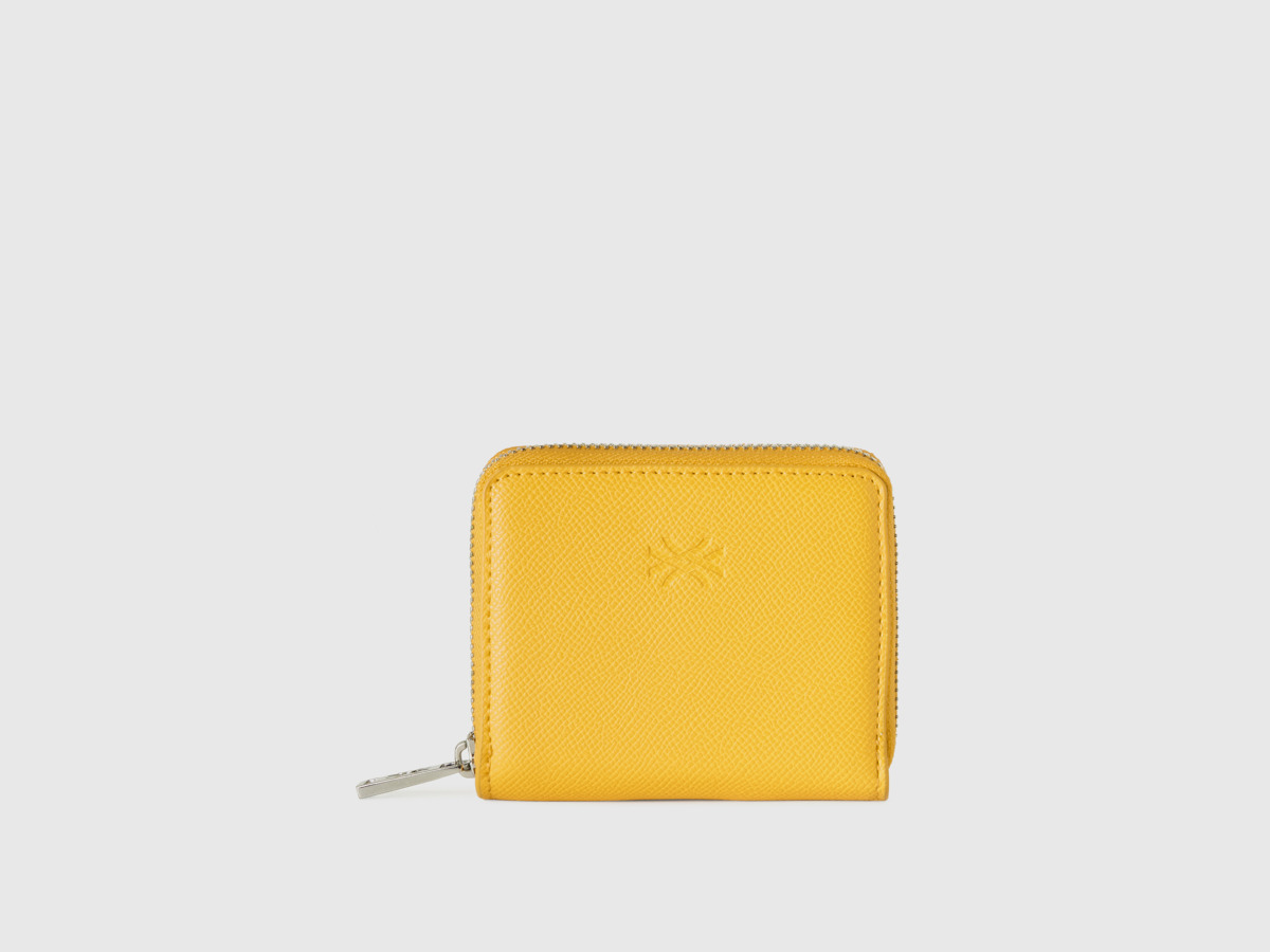 Benetton United Colors Of Wallet With Zipper Os Yellow Female Womens WALLETS GOOFASH