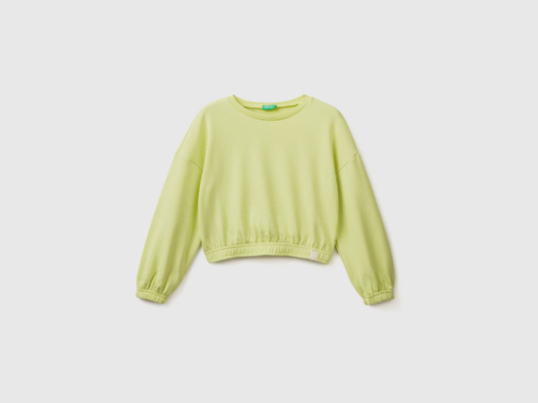 Benetton Yellow Cropped Sweatshirt Made Of Recycled Fabric Female Womens SWEATERS GOOFASH