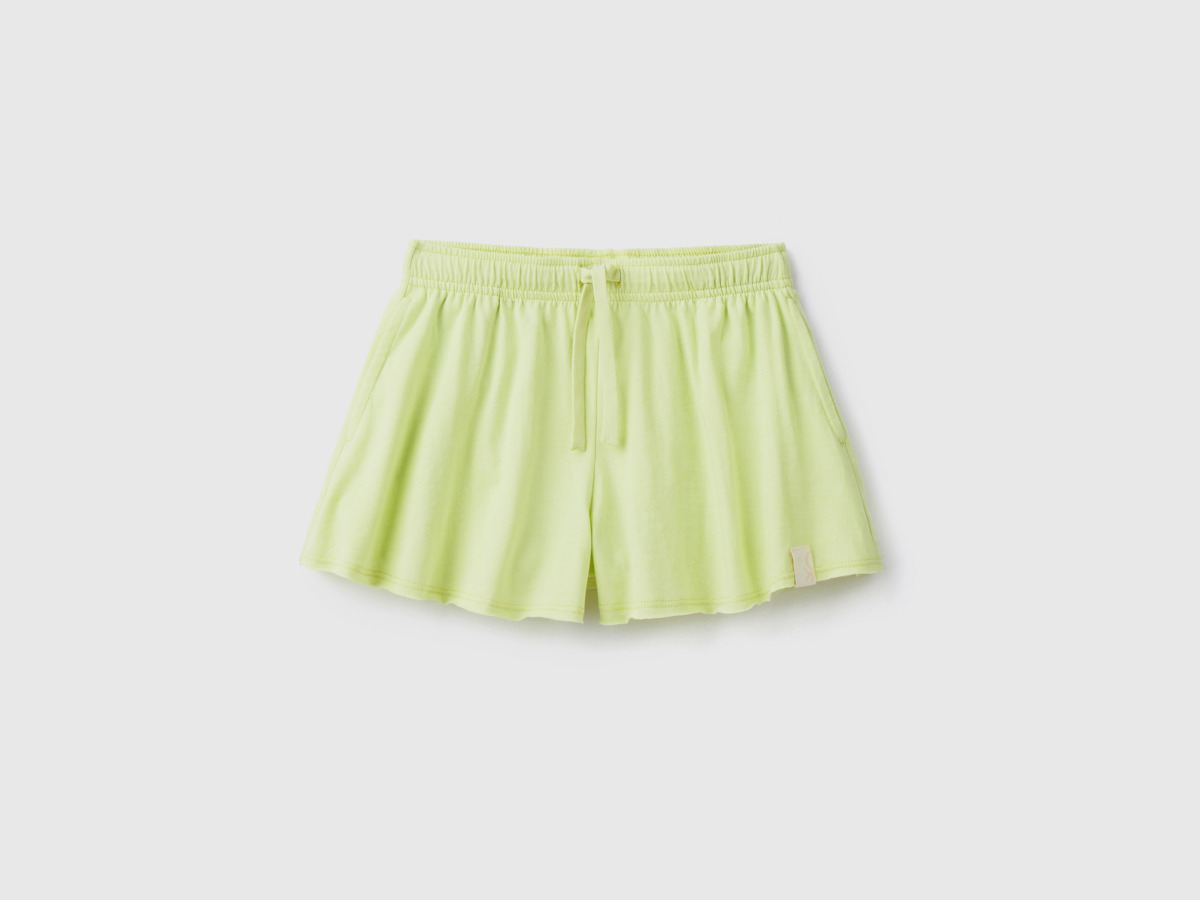 Benetton Yellow Short Trousers Made Of Recycled Fabric Female Womens SHORTS GOOFASH