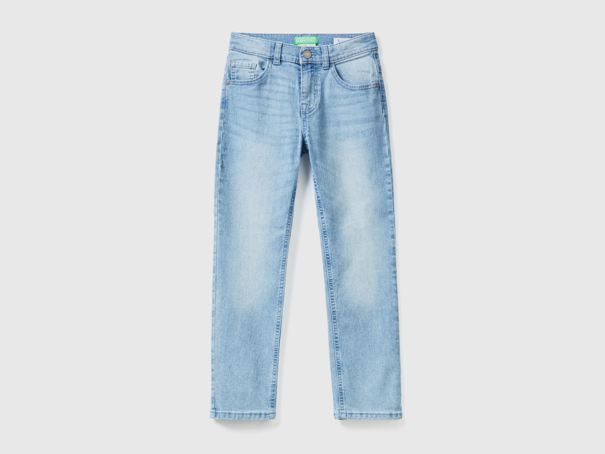 Blue Beneton Slim Fit Jeans Eco Recycle " Giseres Blassblau Male" Benetton Mens JEANS GOOFASH