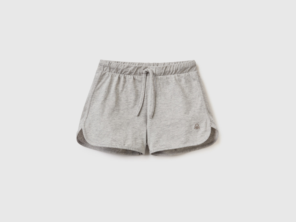 Grey Shorts In Runner Style Made Of Organic Light Gray Female Benetton Womens SHORTS GOOFASH