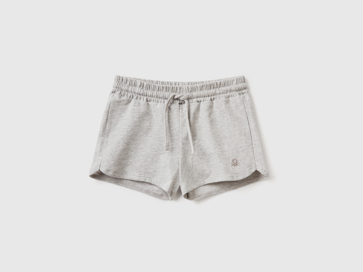 Grey Shorts Made Of Organic With Tunnel Train Light Gray Female Benetton Womens SHORTS GOOFASH