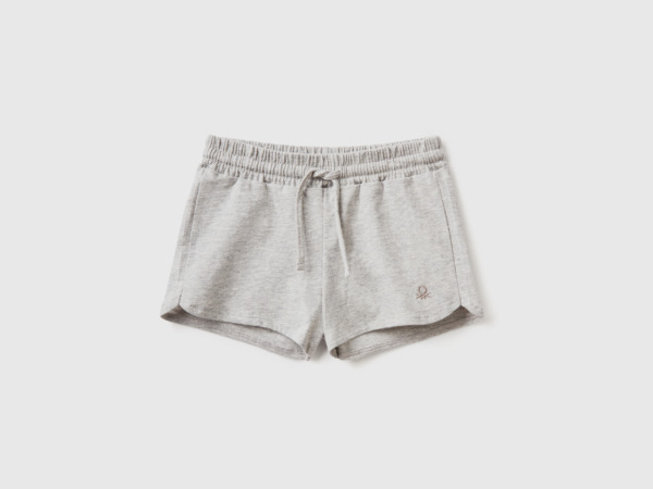 Grey Shorts Made Of Organic With Tunnel Train Light Gray Female Benetton Womens SHORTS GOOFASH