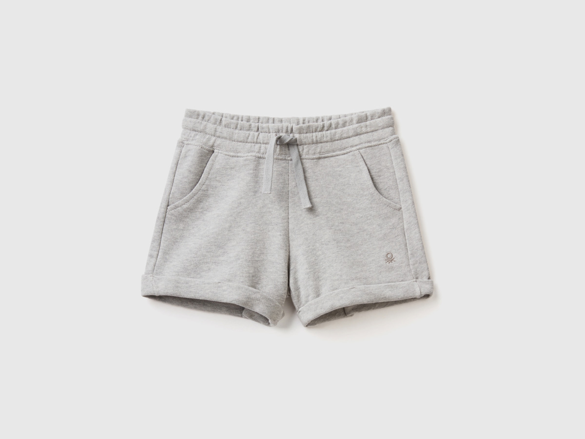 Grey Shorts Made Of Sweaty In Light Gray Female Benetton Womens SHORTS GOOFASH