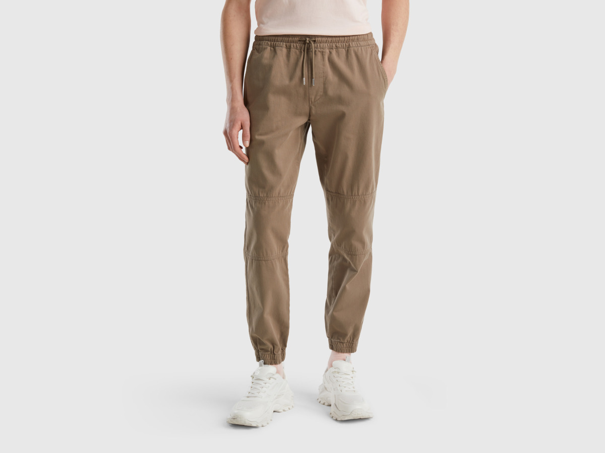 Grey Trousers With Tunnel Train Pigeon Gray Male Benetton Mens TROUSERS GOOFASH