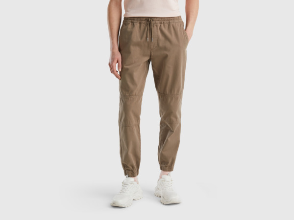 Grey Trousers With Tunnel Train Pigeon Gray Male Benetton Mens TROUSERS GOOFASH