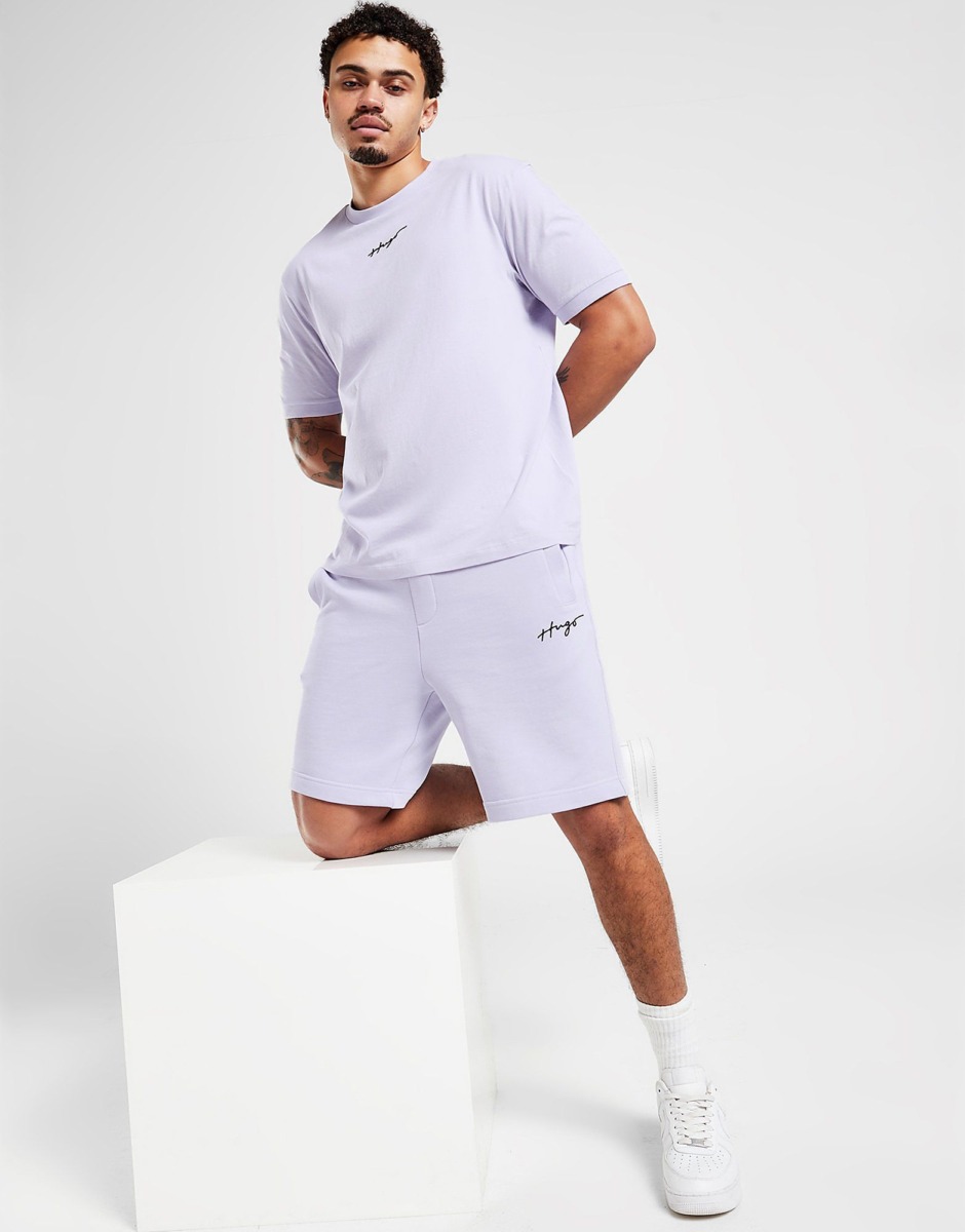 Jd Sports Man Hugo Boss Hugo Stitched Script Logo Shorts Purple Mens SHORTS GOOFASH