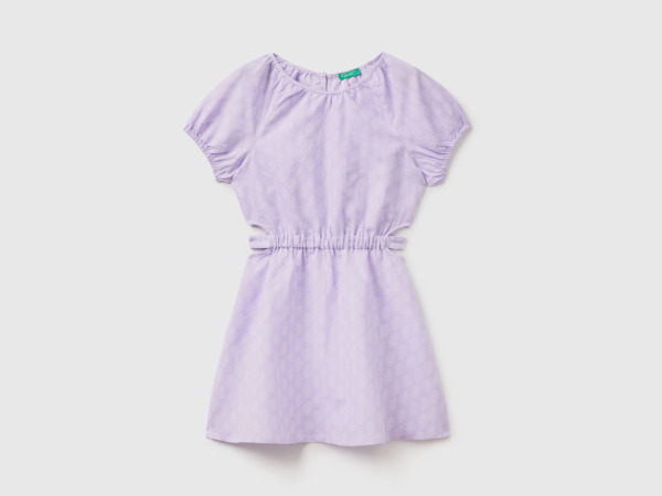 Lavender Patterned Dress From Linen Mixture Female Benetton Womens DRESSES GOOFASH