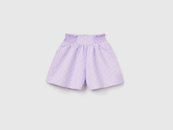 Lavender Patterned Shorts From Linen Mixture Female Benetton Womens SHORTS GOOFASH