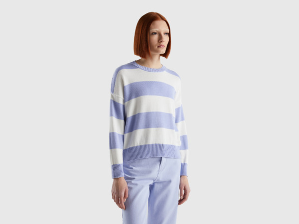 Lavender Striped Sweater In Jersey Female Benetton Womens SWEATERS GOOFASH