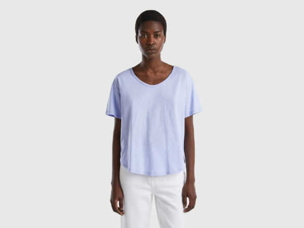 Lavender T-Shirt Made Of Light With Short Sleeves Female Benetton Womens T-SHIRTS GOOFASH