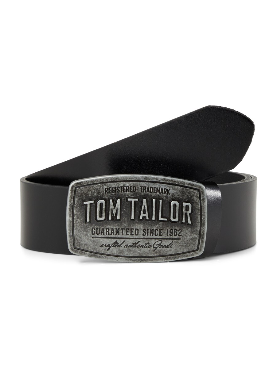 Leather Belts With Embossed Buckle Black Logo Print Men's Tom Tailor Mens BELTS GOOFASH