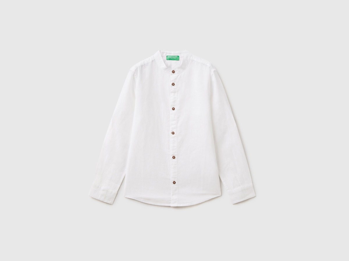 Man United Colors Of Korean Shirt Made Of Linen Mixture White Times Benetton Mens SHIRTS GOOFASH