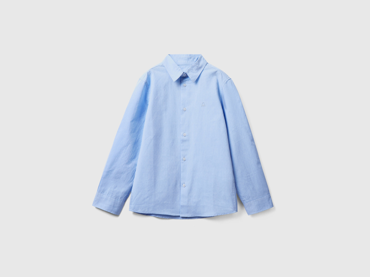 Men Benetton United Colors Of Classic Shirt In Pure Pale Blue Paint Mens SHIRTS GOOFASH