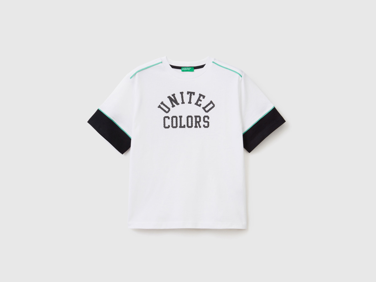 Men Benetton United Colors Of Shirt Made Of Pure With Logo White Paint Mens SHIRTS GOOFASH