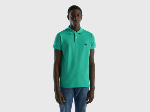 Men Benetton United Colors Of Slim Fit Polo Shirt In Green Green Paint Mens POLOSHIRTS GOOFASH