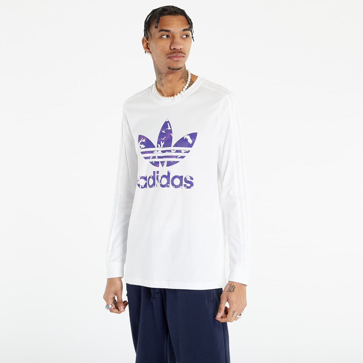 Men Footshop Adidas Graphics Camo Stripe Long Sleeve Tee White Mens T-SHIRTS GOOFASH