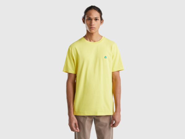 Men's Benetton United Colors Of Basic T-Shirt Made Of Organic Yellow Paint Mens T-SHIRTS GOOFASH