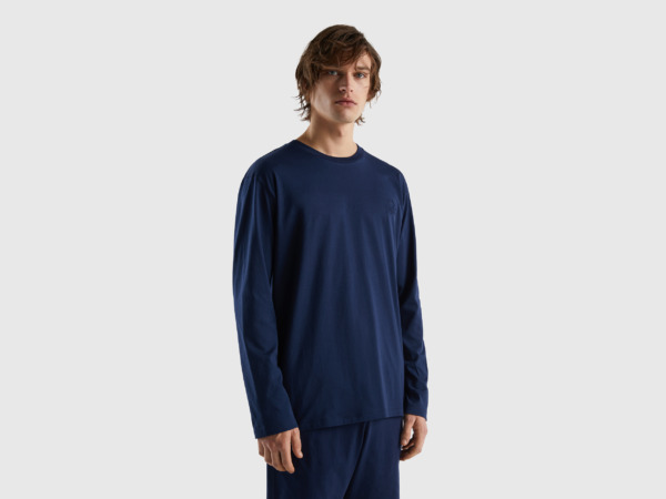 Men's Benetton United Colors Of T-Shirt Made Of Light Dark Blue Paint Mens T-SHIRTS GOOFASH