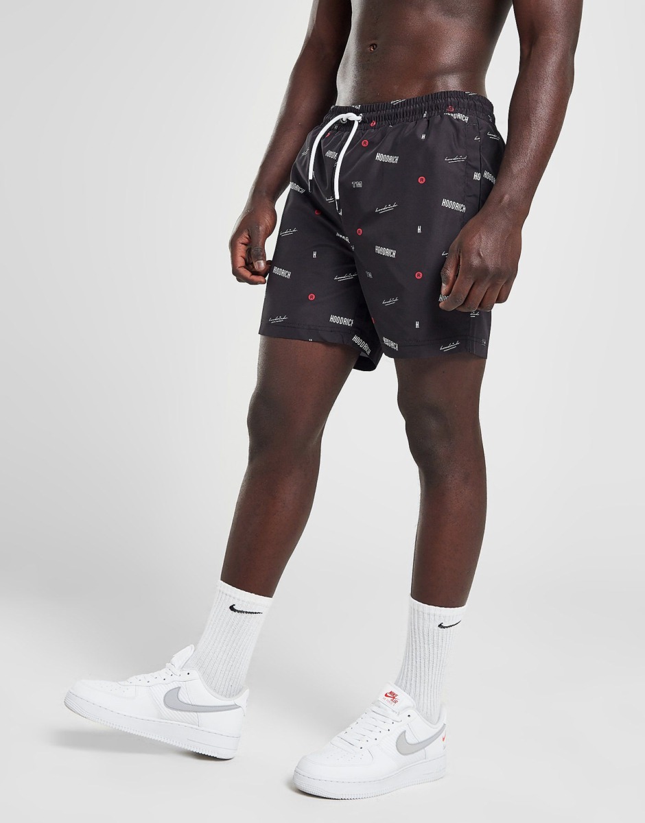 Men's Jd Sports Hoodrich Repro All Over Print Swim Shorts Black Mens SHORTS GOOFASH