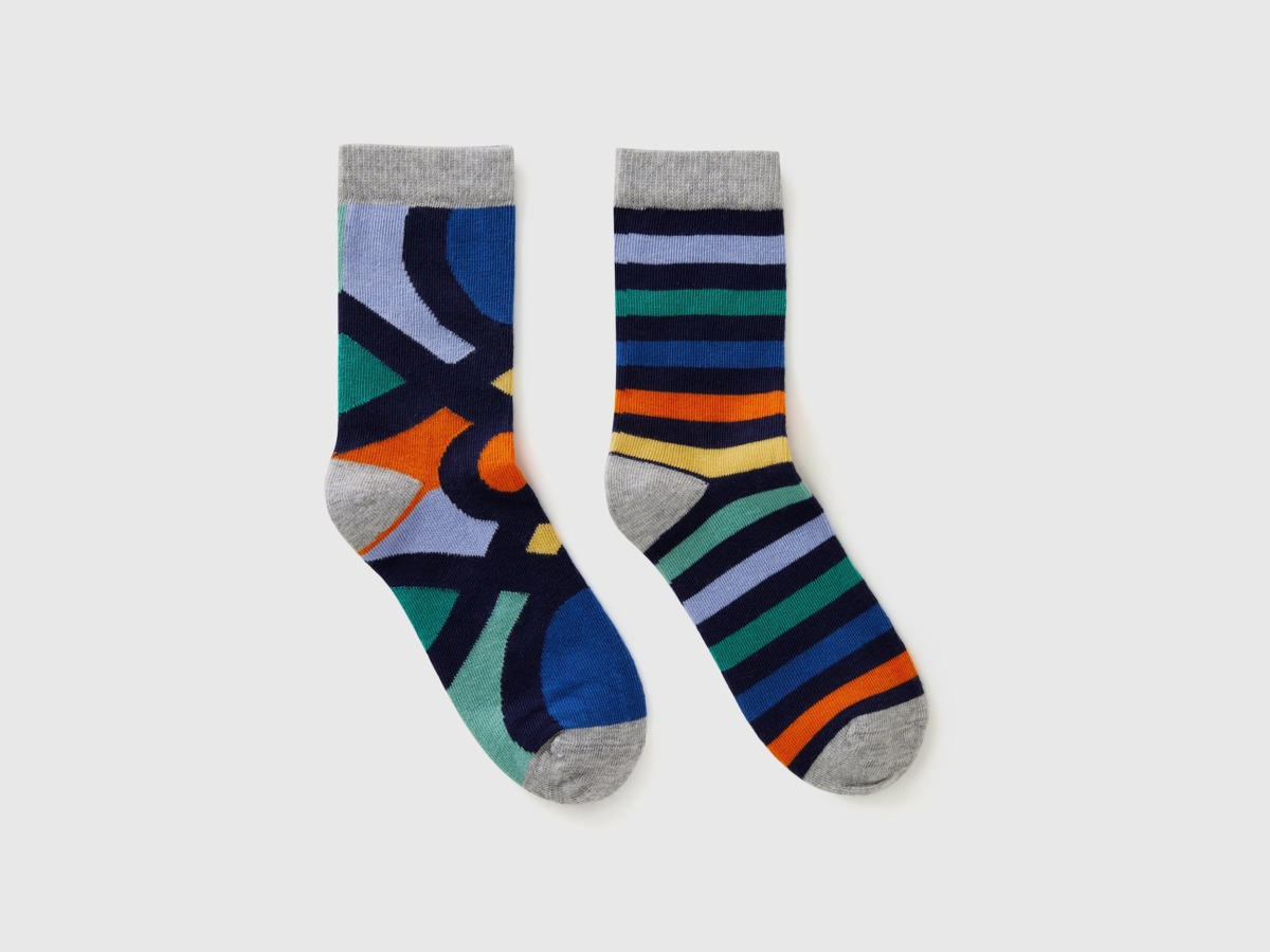 Men's Multicolor Patterned Mix & Match Socks Colorful Paint Benetton Mens SOCKS GOOFASH