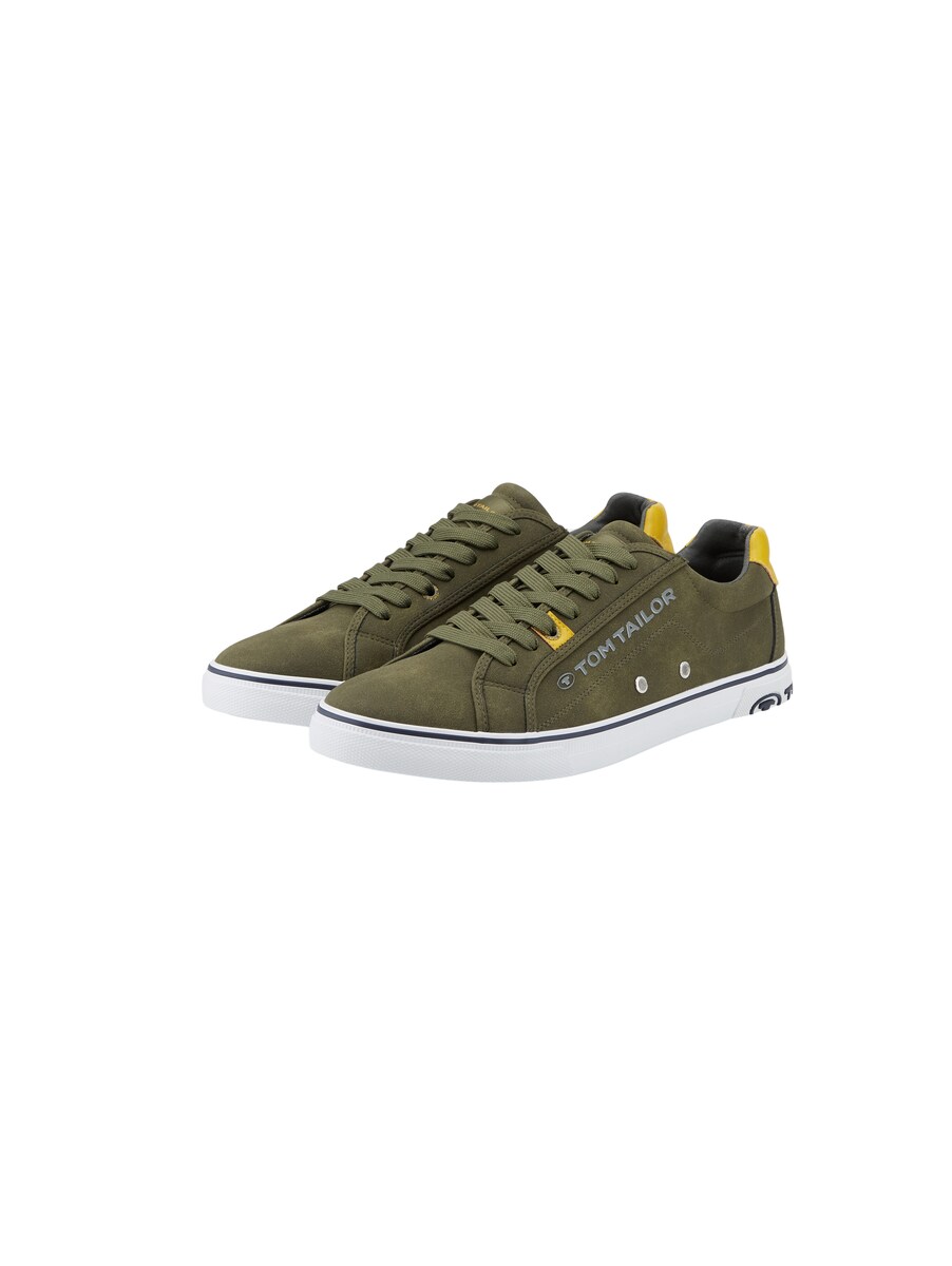 Men's Tom Tailor Sneakers Made Of Synthetic Leather Green Logo Print Mens SNEAKER GOOFASH