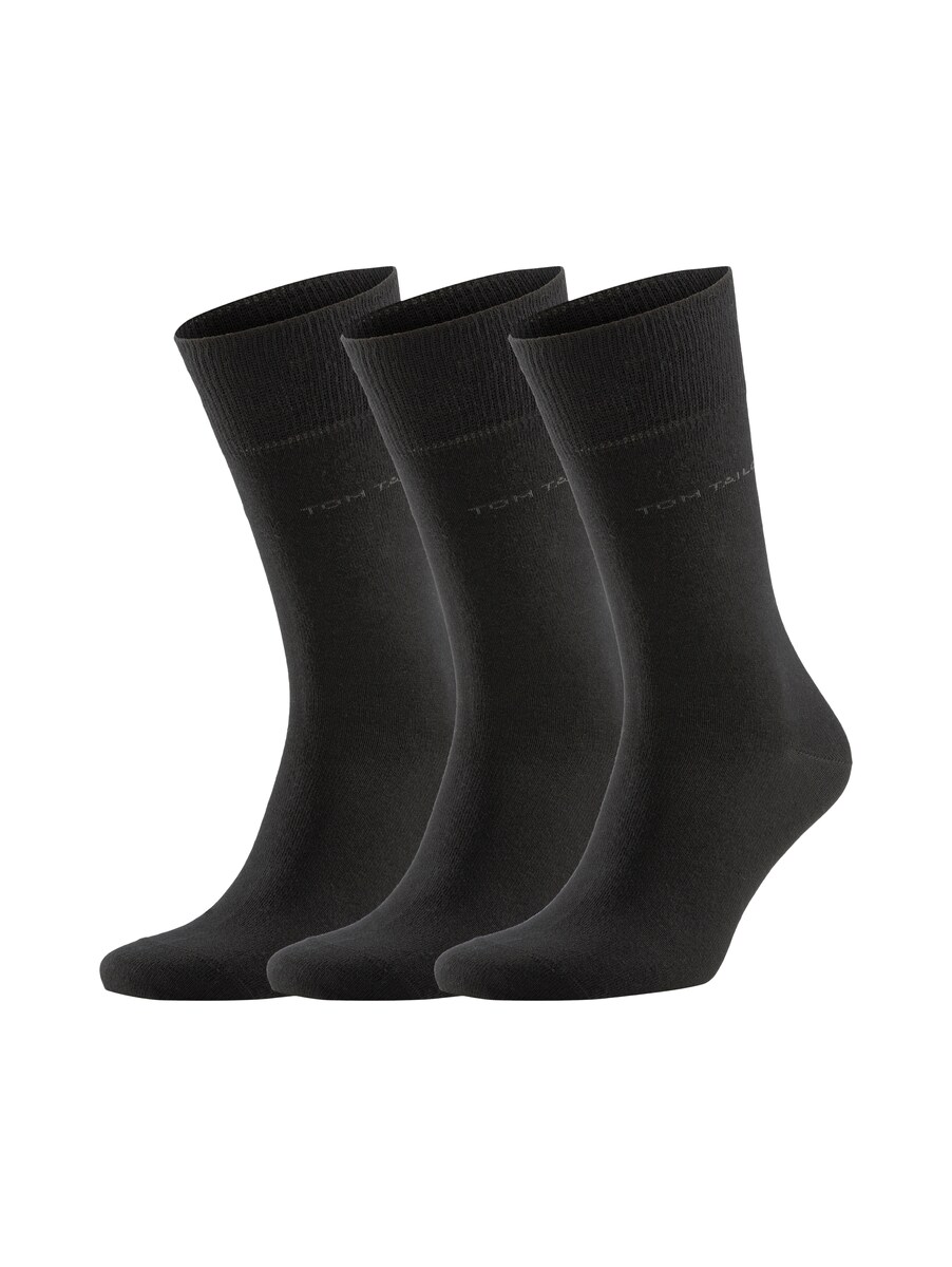 Men's Tom Tailor Socks In Three Pack Black Logo Print Mens SOCKS GOOFASH