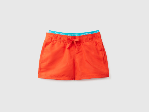 Men's United Colors Of Bathing Box Shorts With And Logo Red Paint Benetton Mens SHORTS GOOFASH