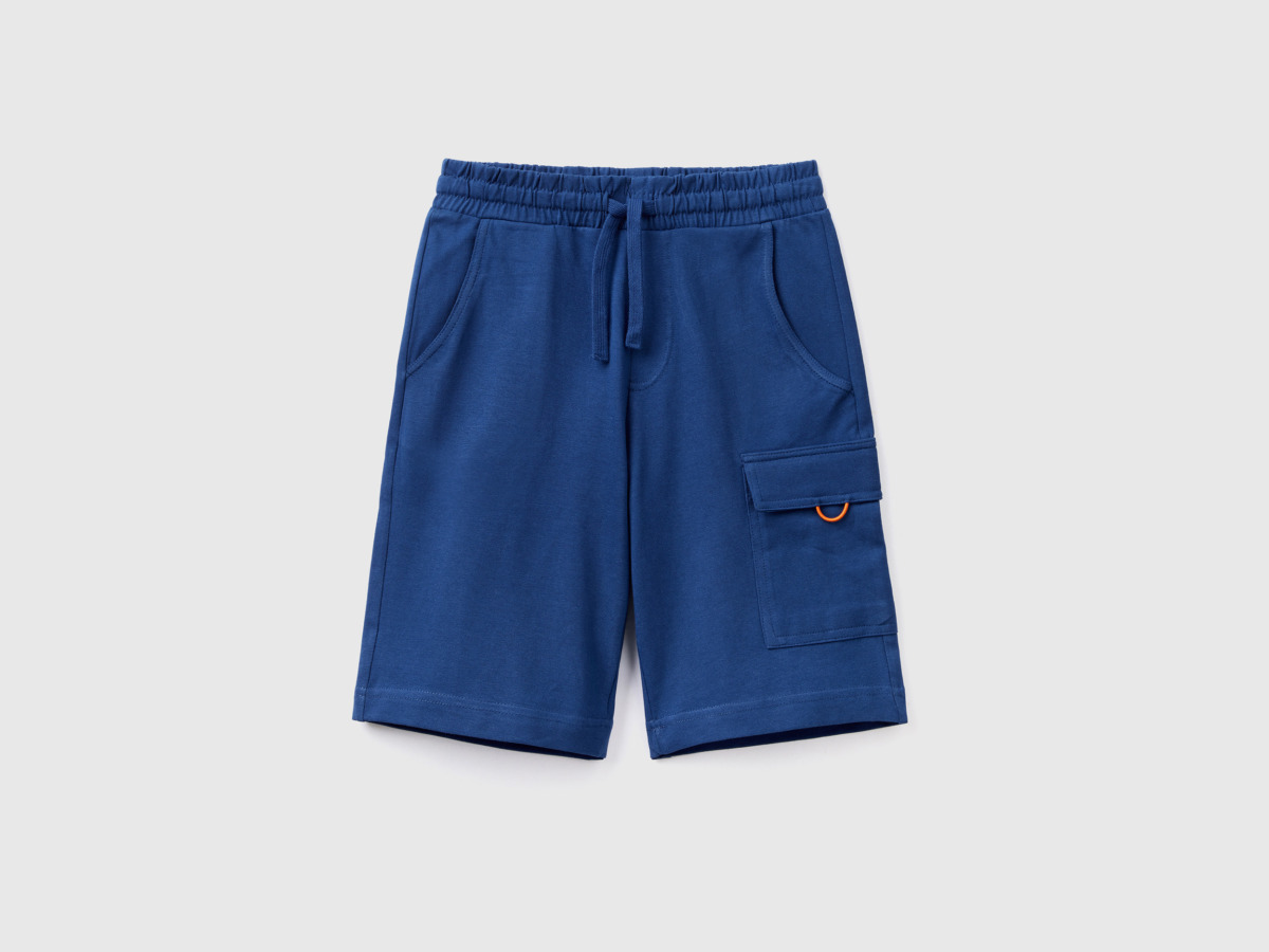 Men's United Colors Of Bermudas From Jersey With Bags Dark Blue Paint Benetton Mens SHORTS GOOFASH