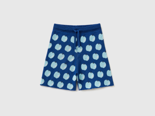 Men's United Colors Of Bermudas With Apple Pattern In Blue Blue Paint Benetton Mens SHORTS GOOFASH