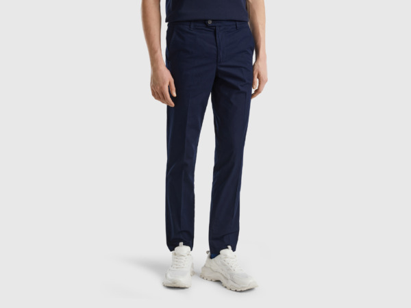 Men's United Colors Of Chino Pose Slim Fit Made Of Light Dark Blue Paint Benetton Mens TROUSERS GOOFASH