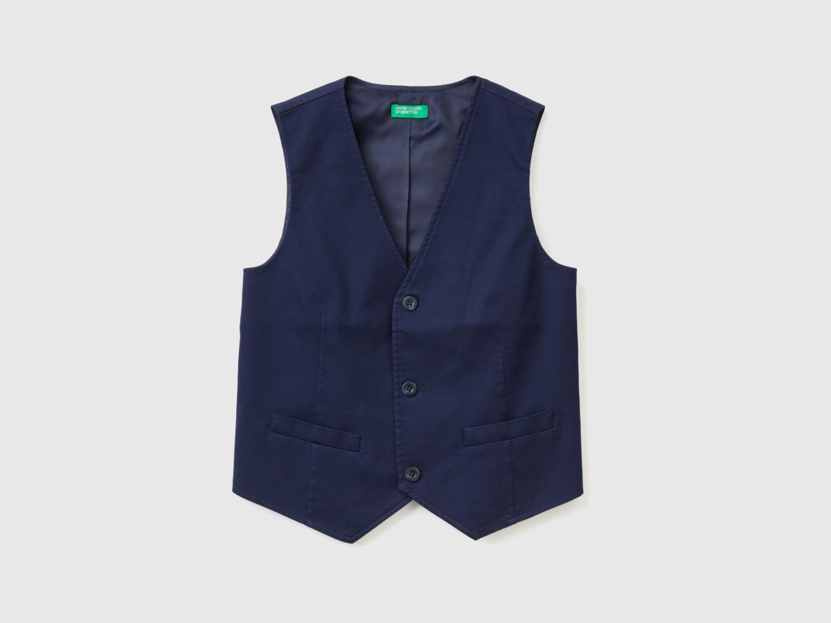 Men's United Colors Of Padded Vest With Buttons Dark Blue Paint Benetton Mens JACKETS GOOFASH