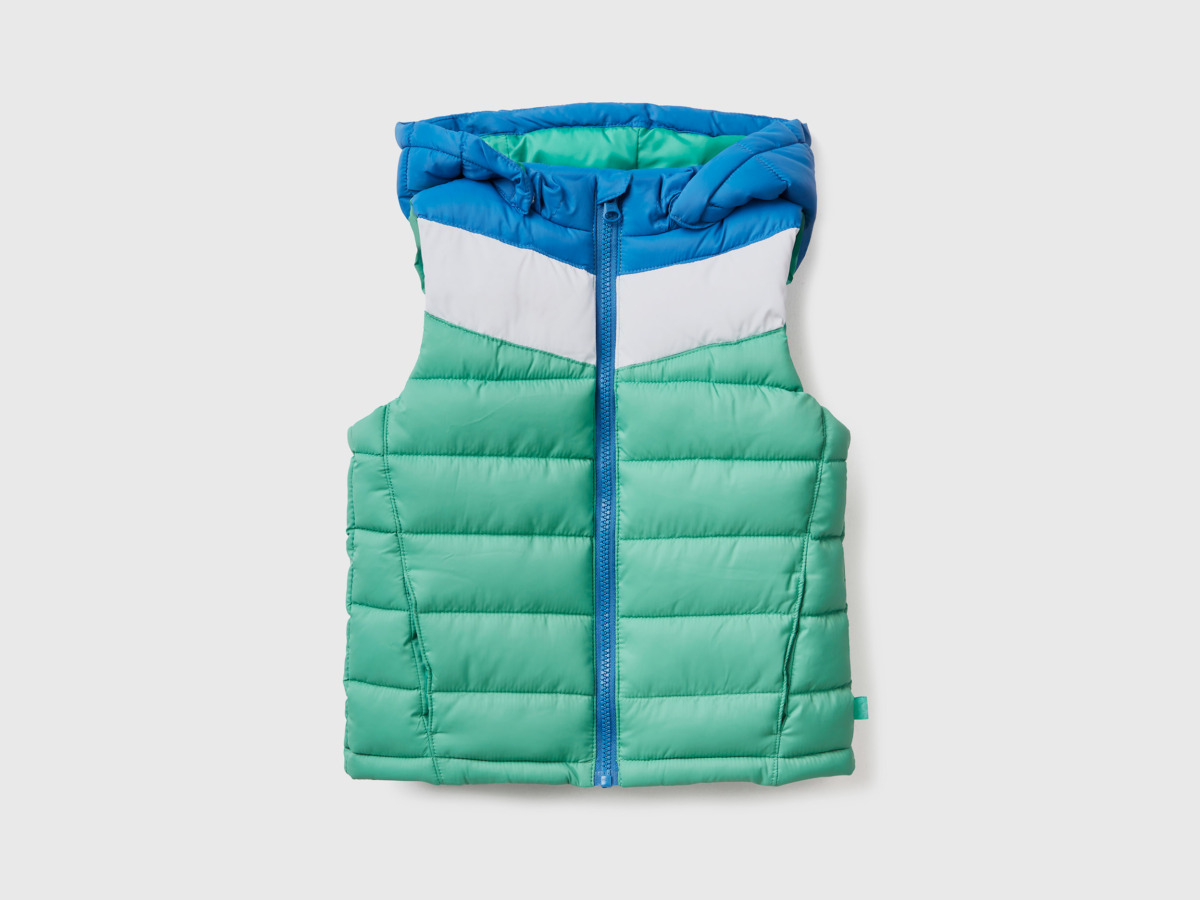 Men's United Colors Of Padded Vest With Color Blocks Green Paint Benetton Mens JACKETS GOOFASH