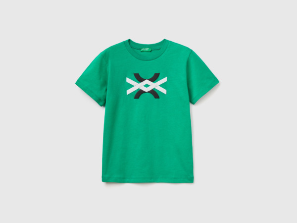 Men's United Colors Of T-Shirt Made Of Organic With Logo Green Paint Benetton Mens T-SHIRTS GOOFASH