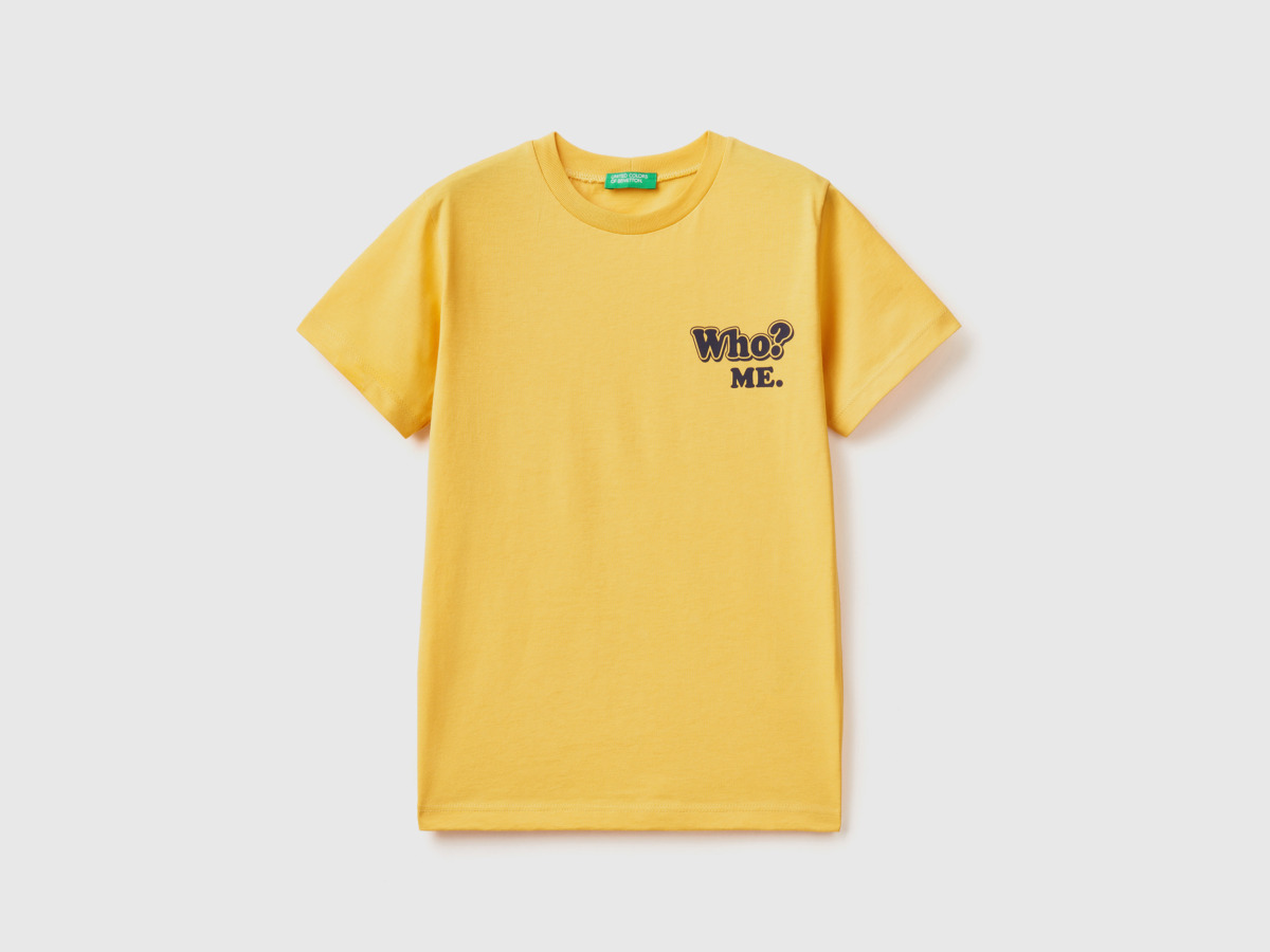 Men's United Colors Of T-Shirt Made Of Pure With Print Yellow Paint Benetton Mens T-SHIRTS GOOFASH