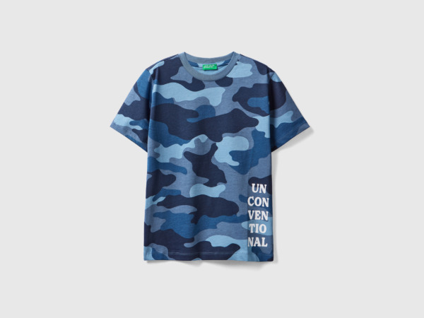 Men's United Colors Of T-Shirt Made Of With Print Blue Paint Benetton Mens T-SHIRTS GOOFASH