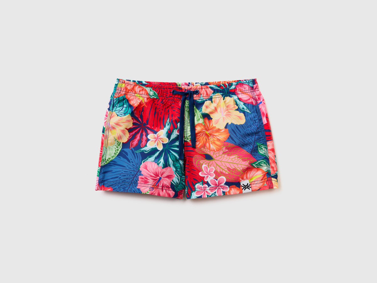 Multicolor Bathing Box Shorts With Flower Print Colorful Male Benetton Mens SHORTS GOOFASH