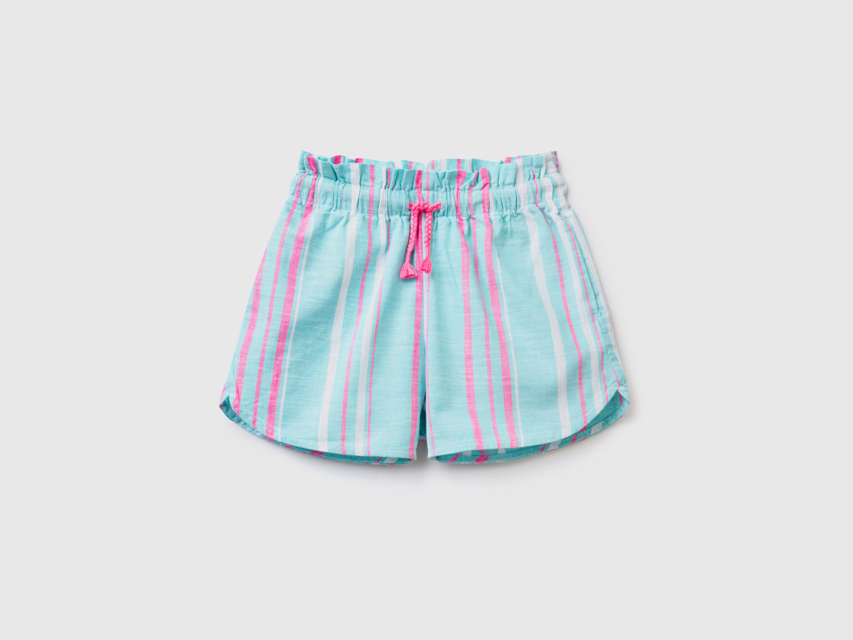 Multicolor Short Trousers With Stripes Colorful Female Benetton Womens SHORTS GOOFASH